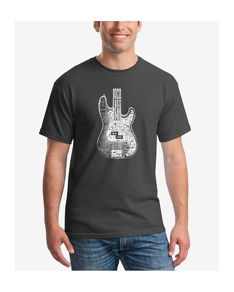 Men's Word Art Bass Guitar T-shirt Gray $16.45 T-Shirts