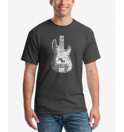 Men's Word Art Bass Guitar T-shirt Gray $16.45 T-Shirts