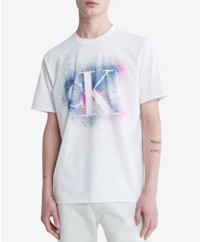 Men's Short-Sleeve Paint Splatter Graphic Logo T-Shirt White $14.20 T-Shirts