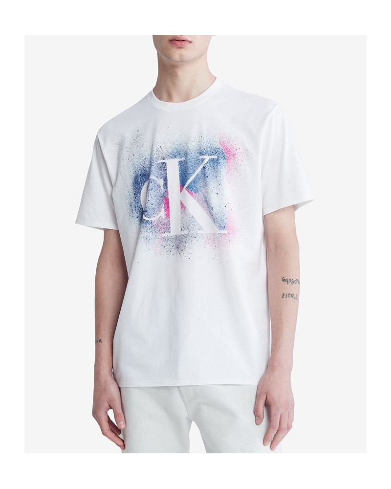 Men's Short-Sleeve Paint Splatter Graphic Logo T-Shirt White $14.20 T-Shirts