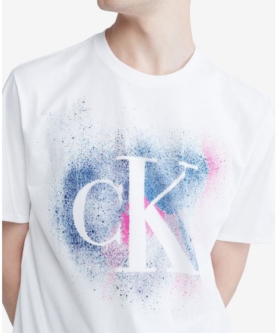 Men's Short-Sleeve Paint Splatter Graphic Logo T-Shirt White $14.20 T-Shirts