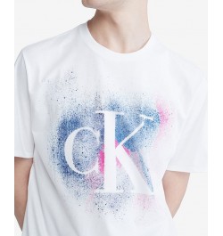 Men's Short-Sleeve Paint Splatter Graphic Logo T-Shirt White $14.20 T-Shirts