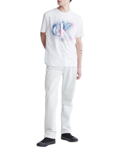 Men's Short-Sleeve Paint Splatter Graphic Logo T-Shirt White $14.20 T-Shirts