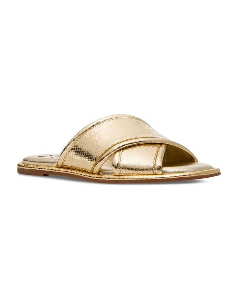 Women's Gideon Crisscross Flat Sandals Silver $34.97 Shoes