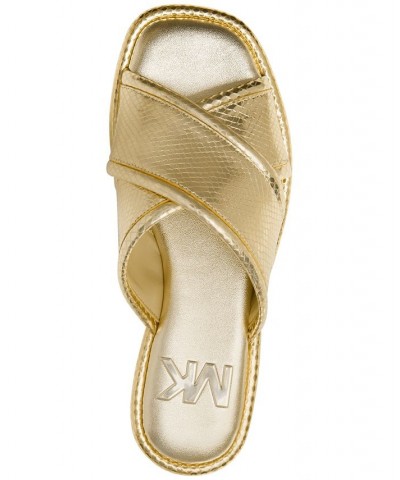 Women's Gideon Crisscross Flat Sandals Silver $34.97 Shoes