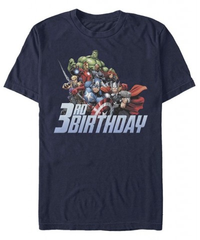 Men's Avengers 3Rd Birthday Short Sleeve Crew T-shirt Blue $17.84 T-Shirts