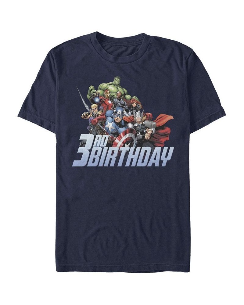 Men's Avengers 3Rd Birthday Short Sleeve Crew T-shirt Blue $17.84 T-Shirts