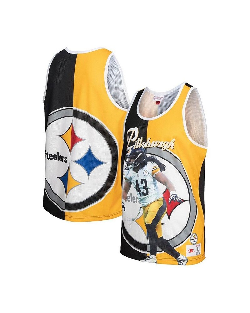 Men's Troy Polamalu Black, Gold Pittsburgh Steelers Retired Player Graphic Tank Top $45.60 T-Shirts