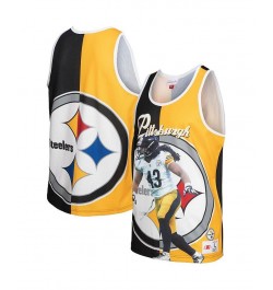 Men's Troy Polamalu Black, Gold Pittsburgh Steelers Retired Player Graphic Tank Top $45.60 T-Shirts