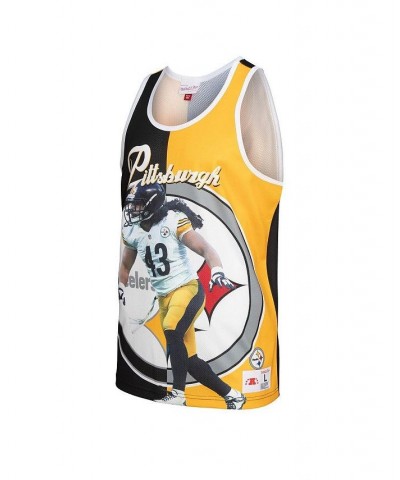 Men's Troy Polamalu Black, Gold Pittsburgh Steelers Retired Player Graphic Tank Top $45.60 T-Shirts