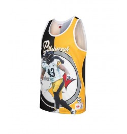 Men's Troy Polamalu Black, Gold Pittsburgh Steelers Retired Player Graphic Tank Top $45.60 T-Shirts