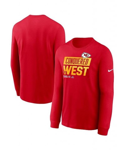 Men's Red Kansas City Chiefs 2022 AFC West Division Champions Locker Room Trophy Collection Long Sleeve T-shirt $22.68 T-Shirts