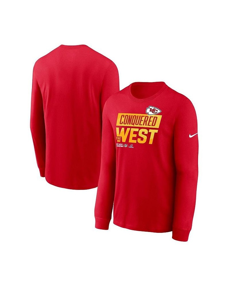 Men's Red Kansas City Chiefs 2022 AFC West Division Champions Locker Room Trophy Collection Long Sleeve T-shirt $22.68 T-Shirts