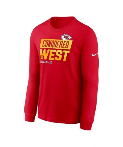 Men's Red Kansas City Chiefs 2022 AFC West Division Champions Locker Room Trophy Collection Long Sleeve T-shirt $22.68 T-Shirts