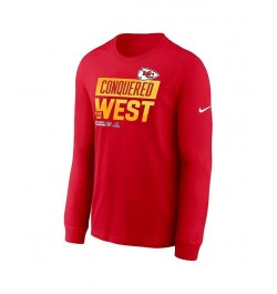 Men's Red Kansas City Chiefs 2022 AFC West Division Champions Locker Room Trophy Collection Long Sleeve T-shirt $22.68 T-Shirts