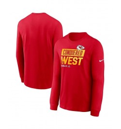 Men's Red Kansas City Chiefs 2022 AFC West Division Champions Locker Room Trophy Collection Long Sleeve T-shirt $22.68 T-Shirts