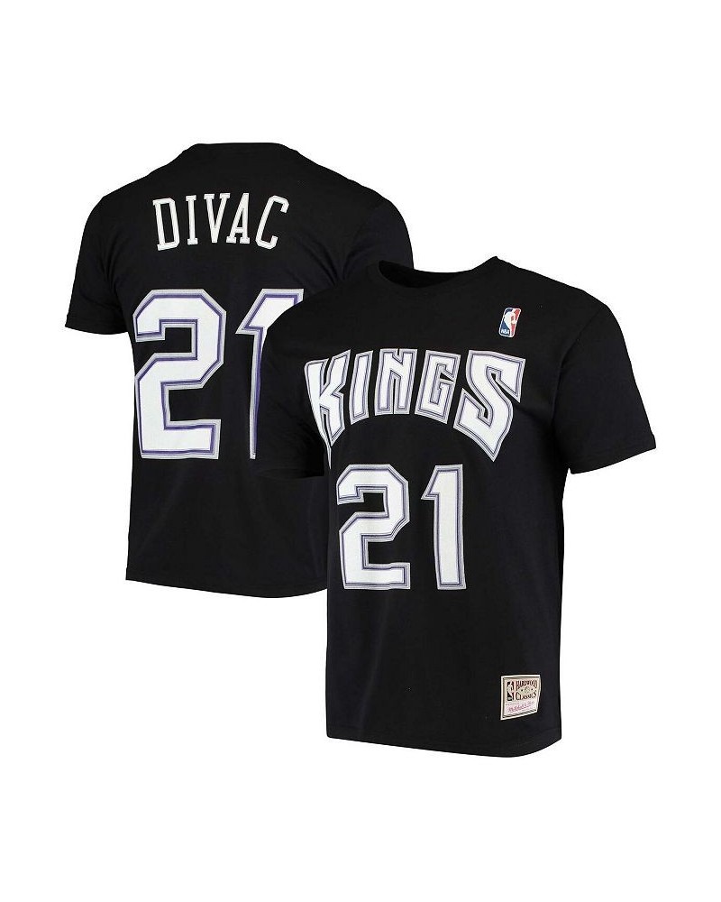 Men's Vlade Divac Black Sacramento Kings Hardwood Classics Stitch Name and Number T-shirt $23.21 T-Shirts