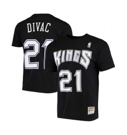 Men's Vlade Divac Black Sacramento Kings Hardwood Classics Stitch Name and Number T-shirt $23.21 T-Shirts