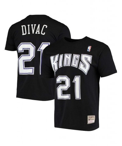 Men's Vlade Divac Black Sacramento Kings Hardwood Classics Stitch Name and Number T-shirt $23.21 T-Shirts