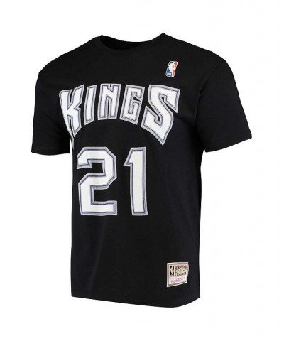 Men's Vlade Divac Black Sacramento Kings Hardwood Classics Stitch Name and Number T-shirt $23.21 T-Shirts