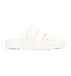 Women's Reeves Quilted Two Band Flat Sandals White $43.35 Shoes