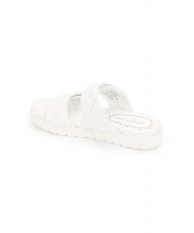 Women's Reeves Quilted Two Band Flat Sandals White $43.35 Shoes