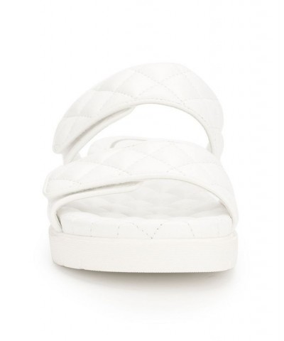 Women's Reeves Quilted Two Band Flat Sandals White $43.35 Shoes