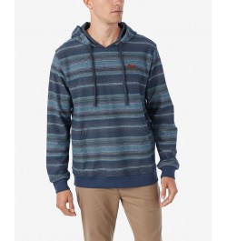 Men's Bavaro Stripe Pullover Fleece Long Sleeve Hoodie Blue $33.75 Sweatshirt