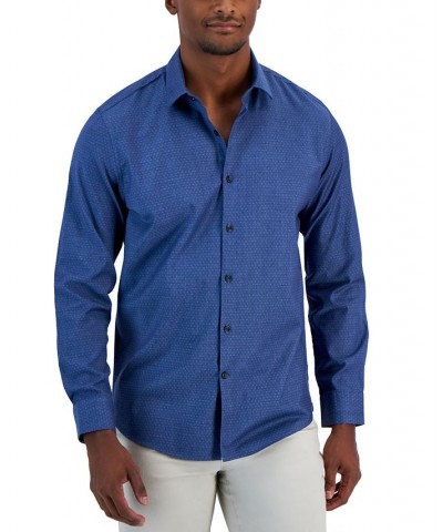 Men's Modern Classic-Fit Stretch Dot Dobby Button-Down Shirt Blue $19.19 Shirts