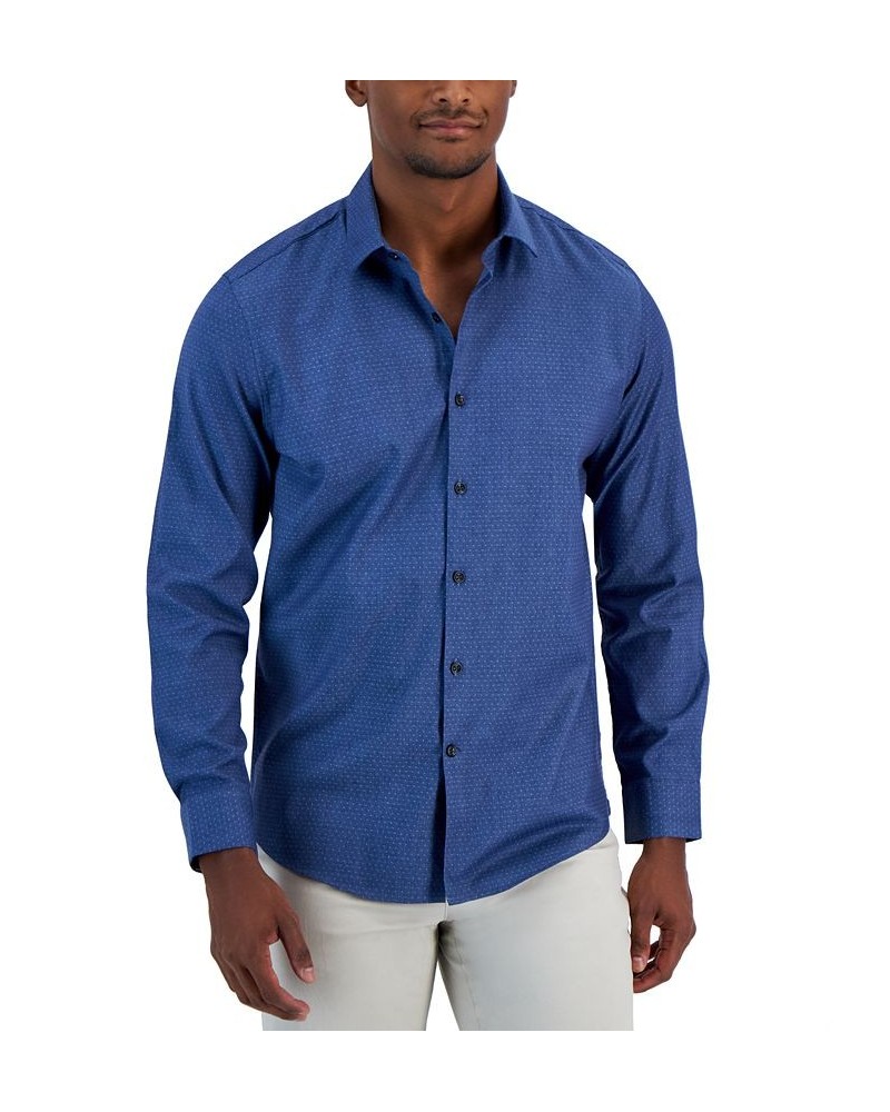 Men's Modern Classic-Fit Stretch Dot Dobby Button-Down Shirt Blue $19.19 Shirts