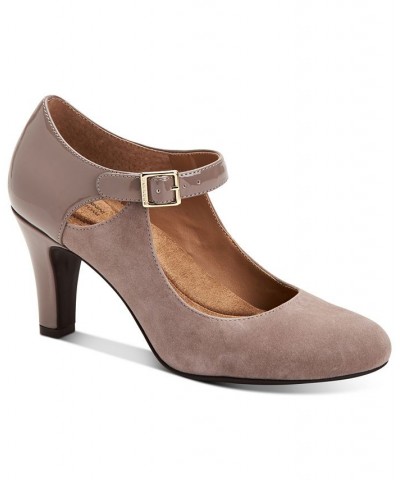 Velmah Memory Foam Mary Jane Pumps Tan/Beige $40.28 Shoes