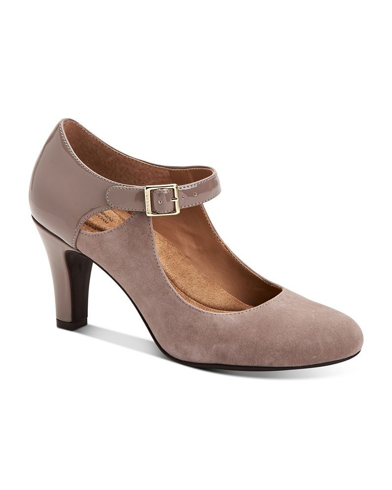 Velmah Memory Foam Mary Jane Pumps Tan/Beige $40.28 Shoes