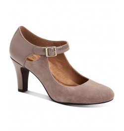 Velmah Memory Foam Mary Jane Pumps Tan/Beige $40.28 Shoes