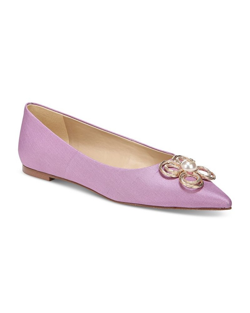 Women's Wanda Tour Pointed-Toe Flats Purple $65.60 Shoes