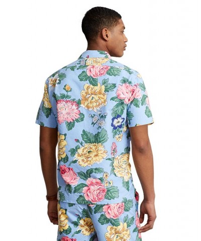 Men's Classic-Fit Floral Cotton Camp Shirt Blue $48.84 Shirts