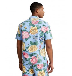 Men's Classic-Fit Floral Cotton Camp Shirt Blue $48.84 Shirts