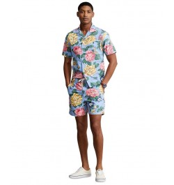 Men's Classic-Fit Floral Cotton Camp Shirt Blue $48.84 Shirts