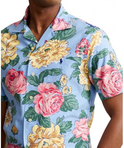 Men's Classic-Fit Floral Cotton Camp Shirt Blue $48.84 Shirts