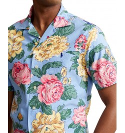 Men's Classic-Fit Floral Cotton Camp Shirt Blue $48.84 Shirts