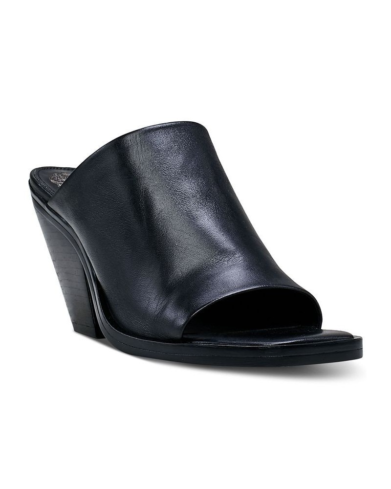 Sempela Slip-On Stacked Slide Sandals Black $39.60 Shoes