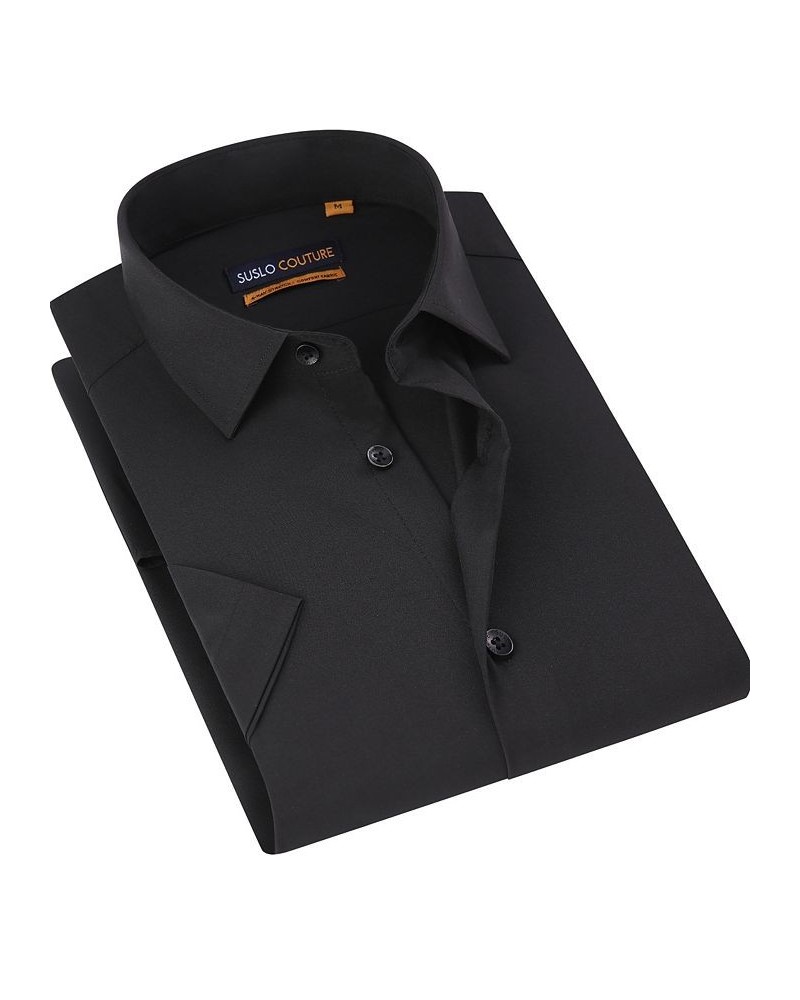 Men's Slim Fit Performance Short Sleeves Solid Button Down Shirt PD01 $18.14 Dress Shirts