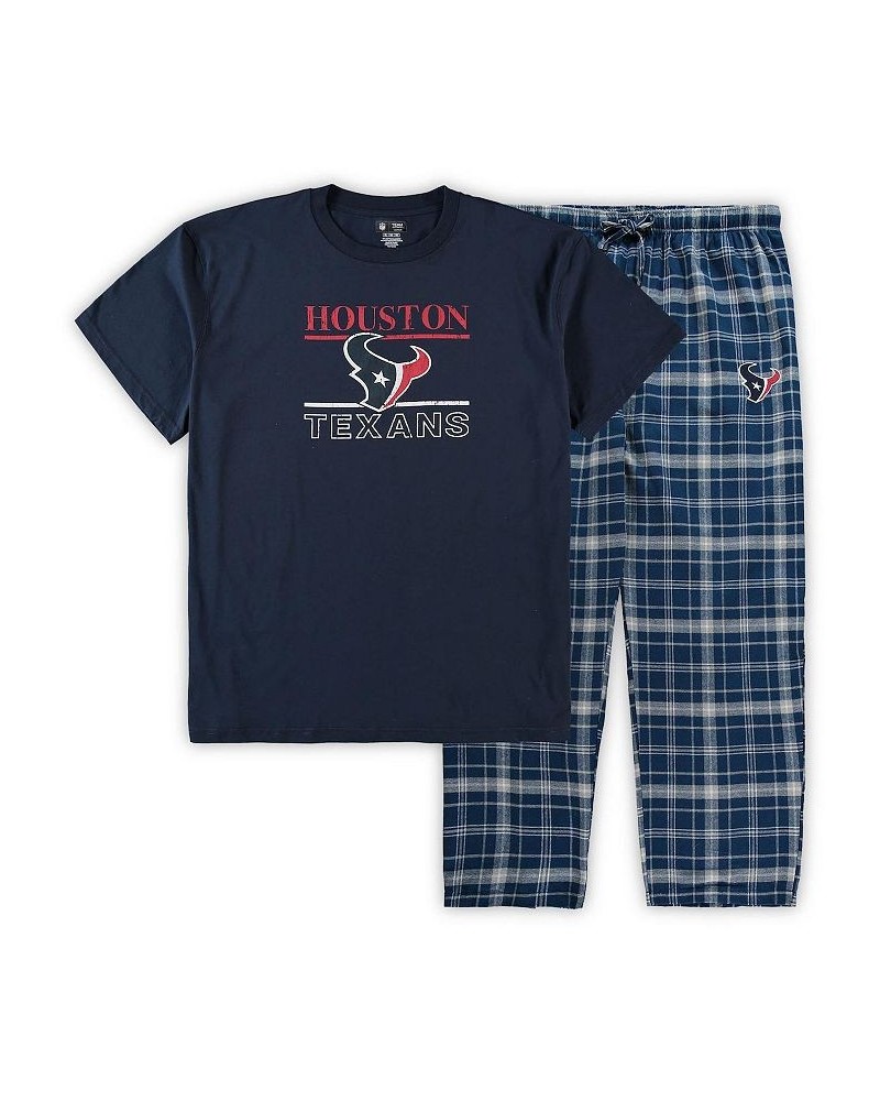 Men's Navy Houston Texans Big and Tall Lodge T-shirt and Pants Sleep Set $26.51 Pajama