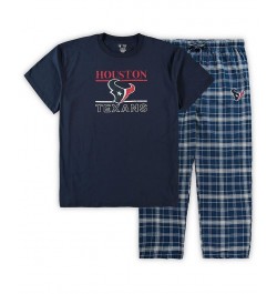 Men's Navy Houston Texans Big and Tall Lodge T-shirt and Pants Sleep Set $26.51 Pajama