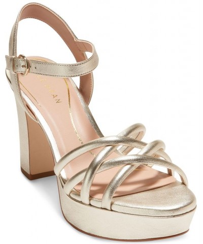 Women's Grove Strappy Platform Dress Sandals Gold $93.10 Shoes