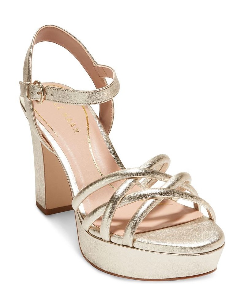 Women's Grove Strappy Platform Dress Sandals Gold $93.10 Shoes