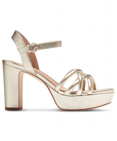 Women's Grove Strappy Platform Dress Sandals Gold $93.10 Shoes