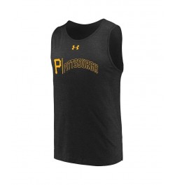 Men's Black Pittsburgh Pirates Dual Logo Performance Tri-Blend Tank Top $17.64 T-Shirts