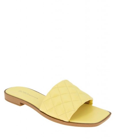 Women's Laila Flat Sandals Yellow $37.38 Shoes