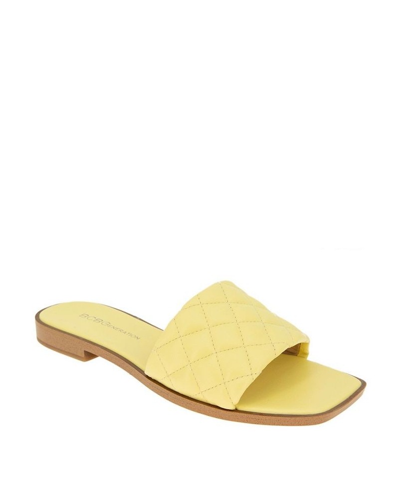 Women's Laila Flat Sandals Yellow $37.38 Shoes