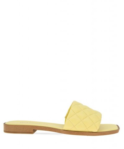 Women's Laila Flat Sandals Yellow $37.38 Shoes